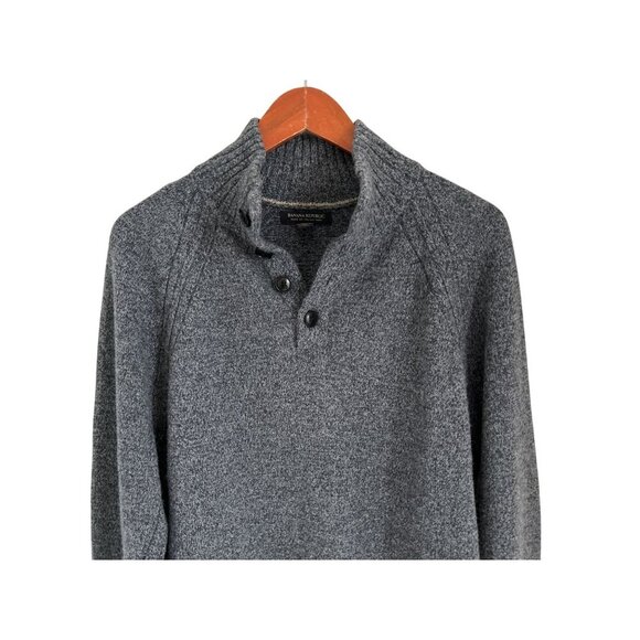 Banana Republic Gray Wool Button-Up Mock Neck Sweater Heather Gray -Large - Picture 4 of 9